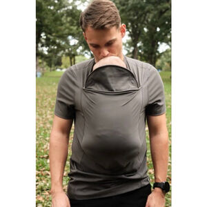 LALABU DAD SHIRT Gray Short Sleeve Babywearing Tee L